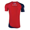 Back of Red, white and blue compression t-shirt with USA flag and Alpha Authentics on back.