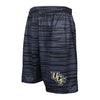 Front of mesh shorts with UCF logo in vegas gold, black and white.