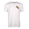 Front of white short sleeve t-shirt with UCF logo on left chest.