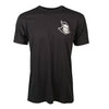 Front of black short sleeve t-shirt with official Knightro logo on left chest.